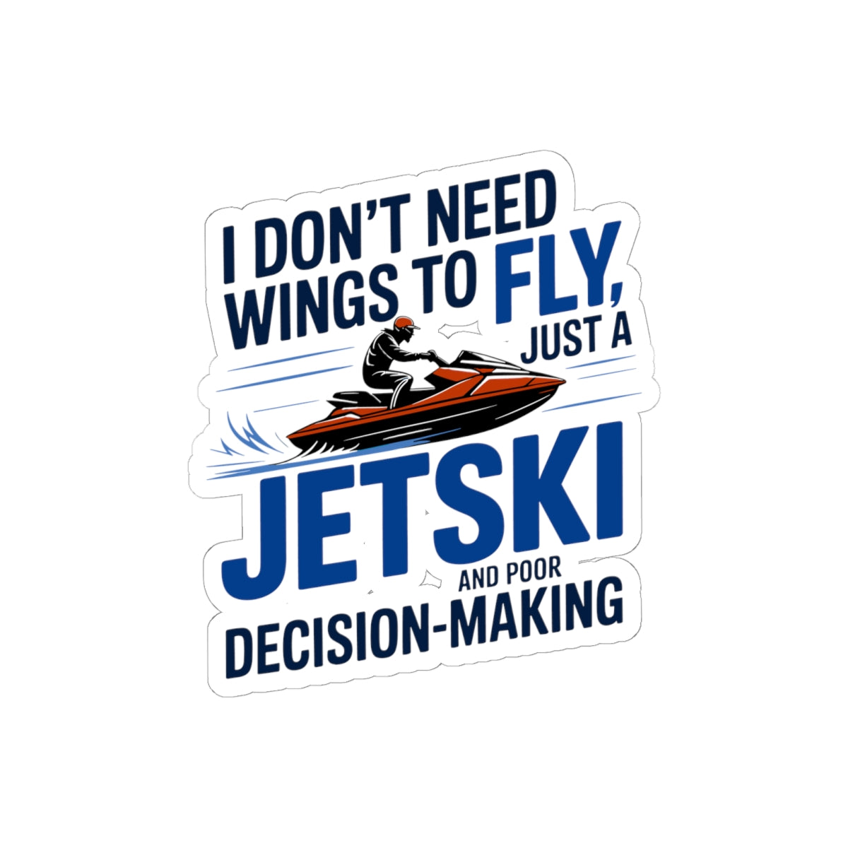 Jet Ski Passion Sticker - Wings to Fly Vinyl Decal for PWC Riders & Water Sports Enthusiasts