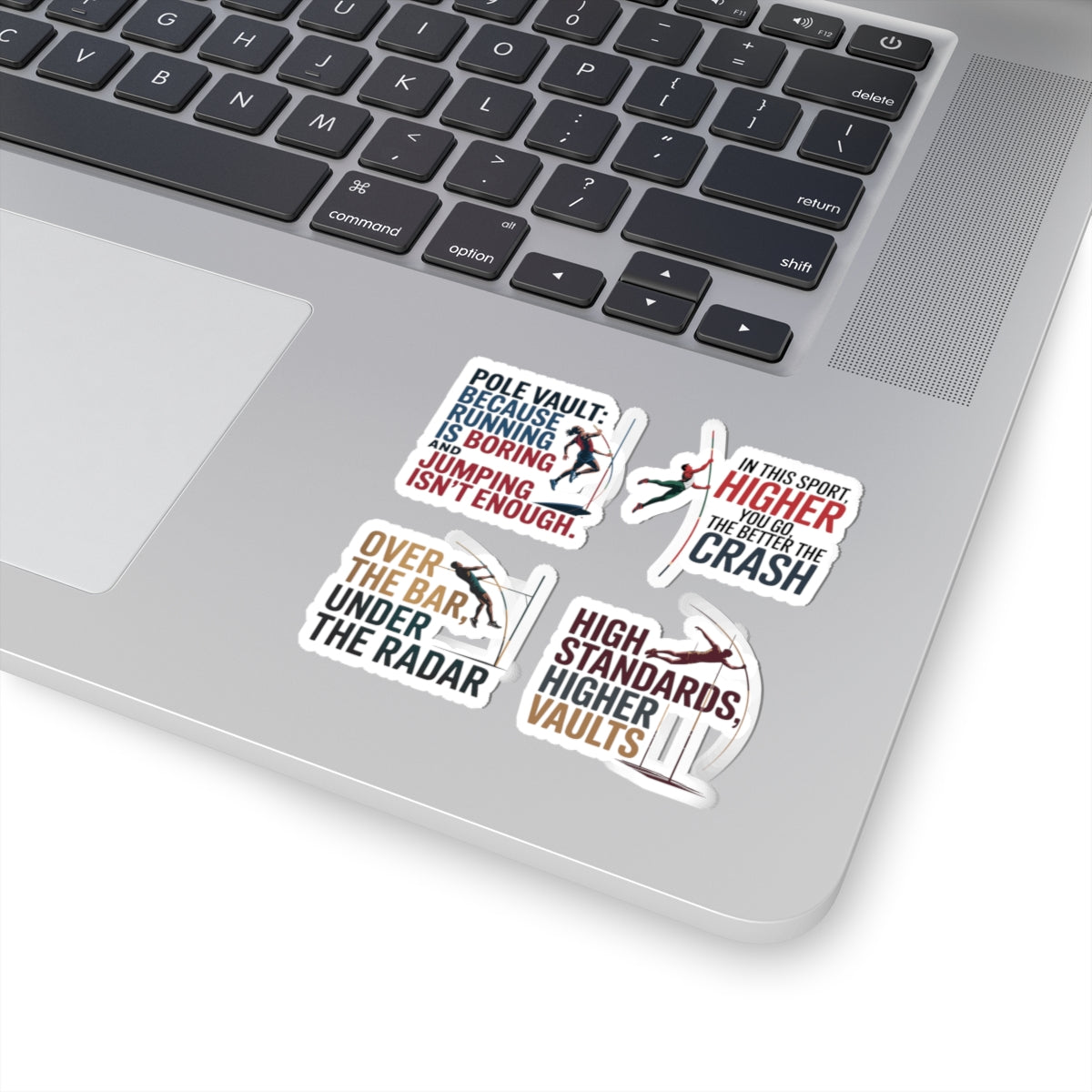 Pole Vault Sticker Pack – 4 PCS Funny Bold Sport Humor Decal Set for Track & Field Athletes Vaulters