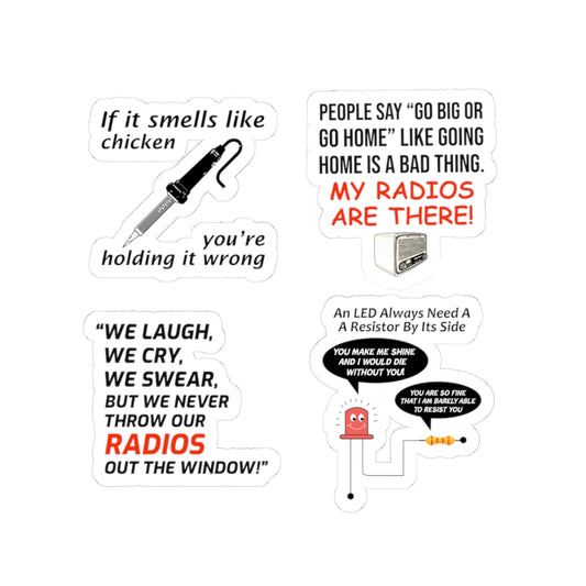Ham Radio Sticker Pack – 4 PCS Funny Soldering Iron LED Decals for Amateur Hobbyists Electronics Enthusiasts