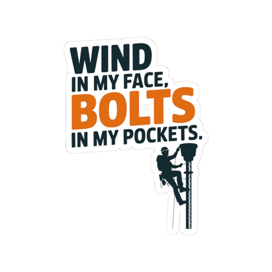 Tower Climber Sticker - Wind Face Bolts Pockets Vinyl Decal for Telecom Technicians