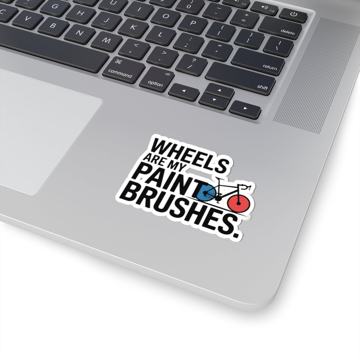 Artistic Expression Cycling Sticker - Wheels Paintbrushes Bike Vinyl Decal for Rhythmic Gymnastic Athletes, Artist, Coach