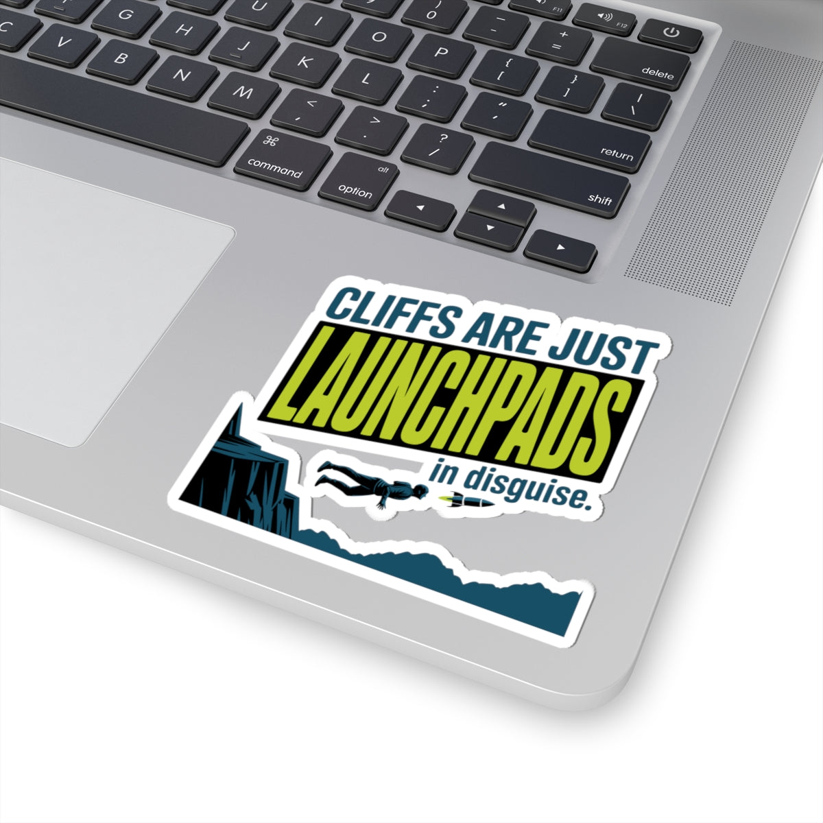 BASE Jumping Sticker – Funny Cliff Launchpad Humor Quote Decal for Extreme Sports Fans Thrill Seekers