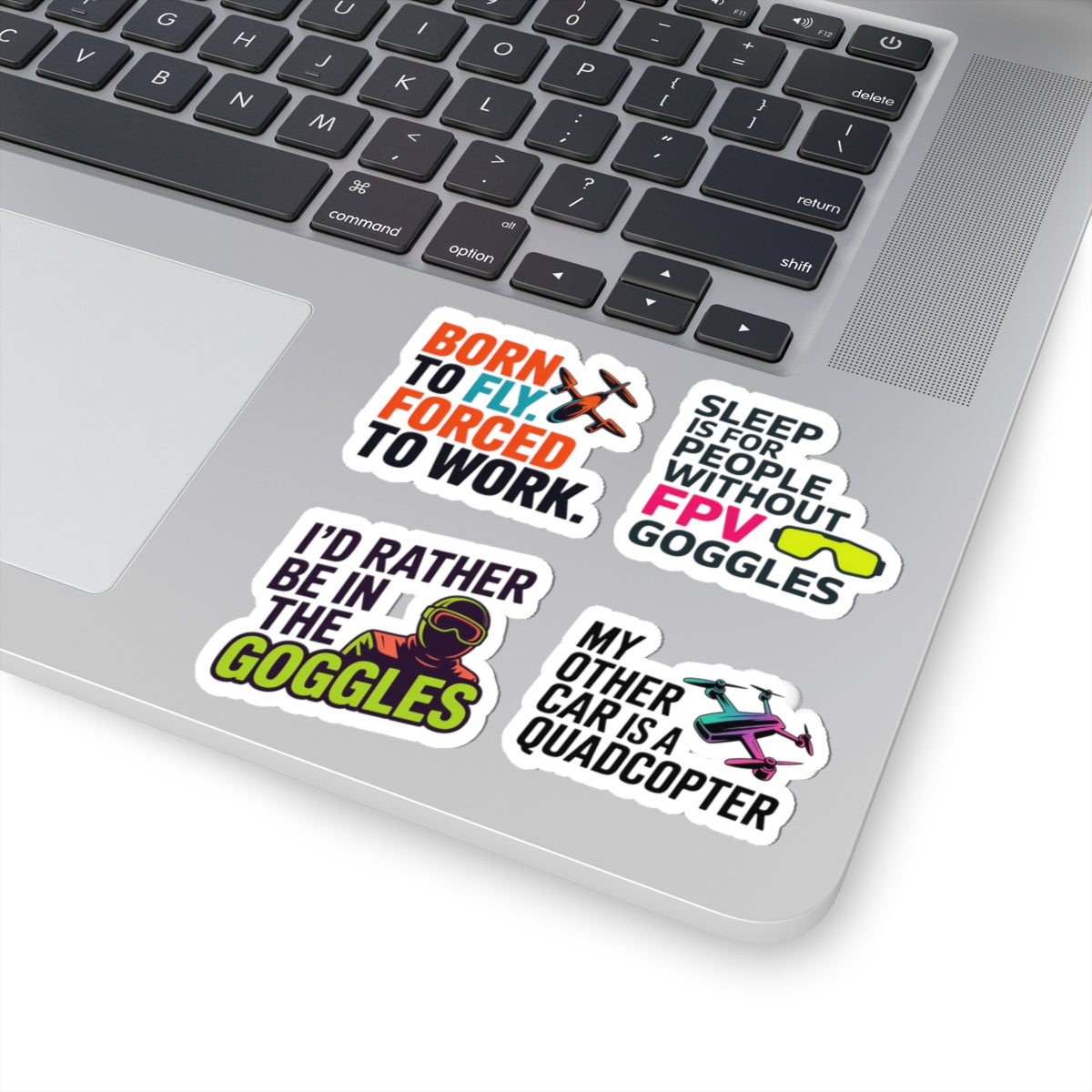 Drone Racing Sticker Pack – 4 PCS Goggle Addict Decal for FPV Pilots, Quad Diehards