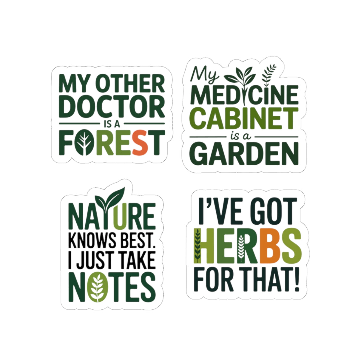 Naturopath Sticker Pack – 4 PCS Funny Forest Doctor Garden Decals for Naturopaths Natural Health Lovers