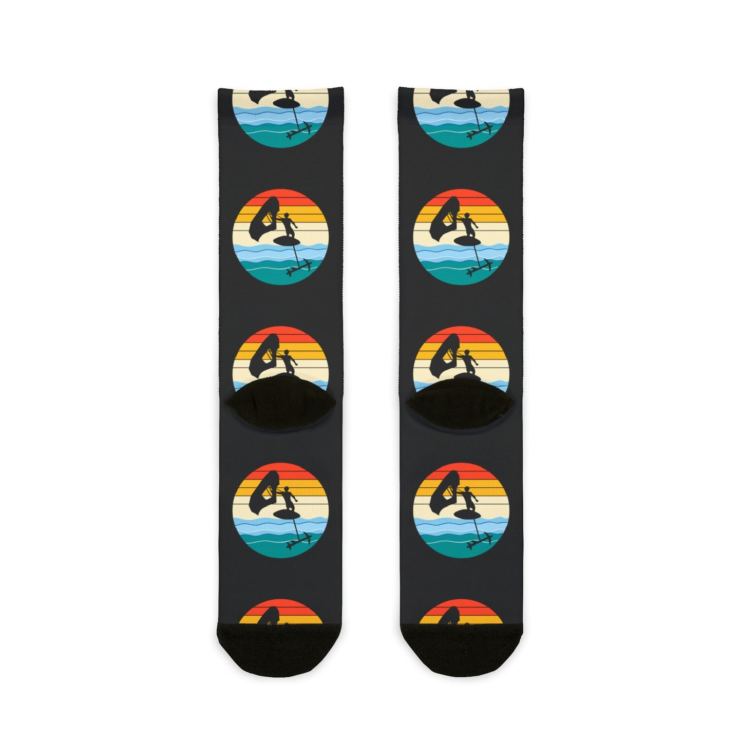 Wing Foiling Socks - Retro Sunset Design for Foil Riders