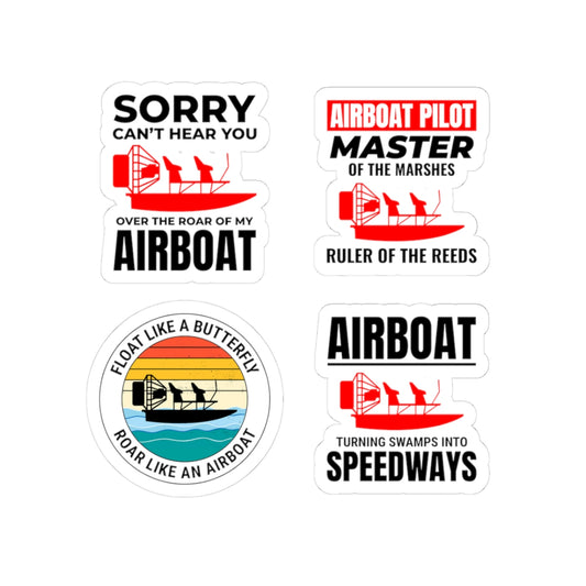 Airboat Sticker Pack – 4 PCS Witty Novelty Decals for Swamp Boat Pilots Bayou Adventure Lovers
