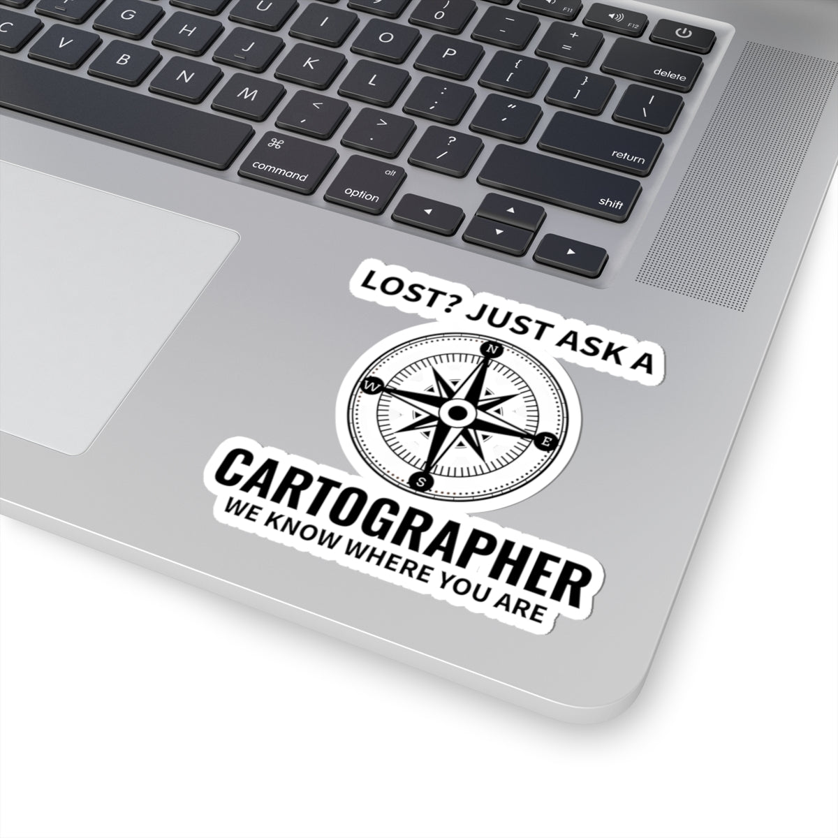 "Cartographer Humor Sticker - Lost & Found Vinyl Decal for Mappers & Travelers"