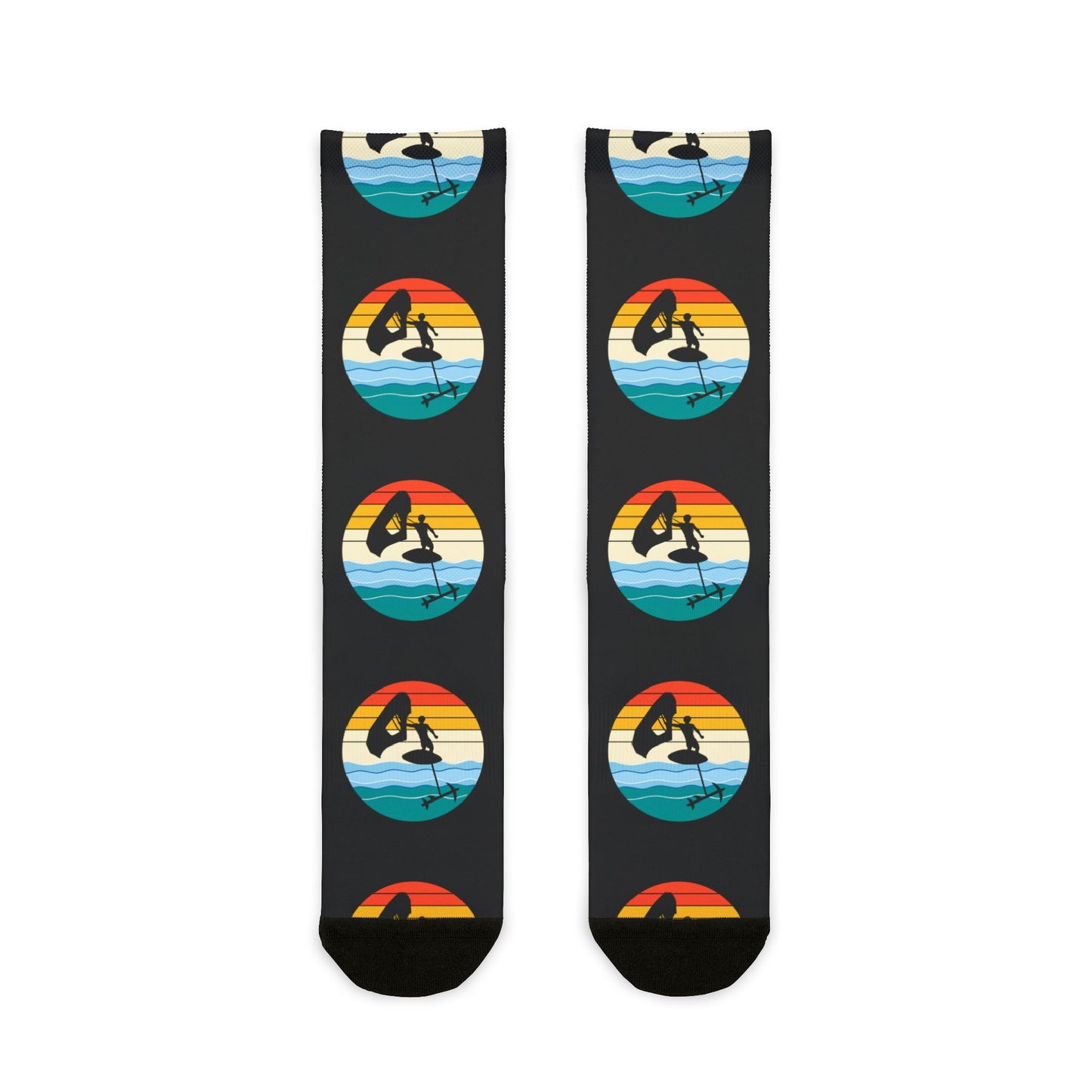 Wing Foiling Socks - Retro Sunset Design for Foil Riders
