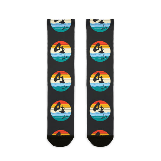 Wing Foiling Socks - Retro Sunset Design for Foil Riders