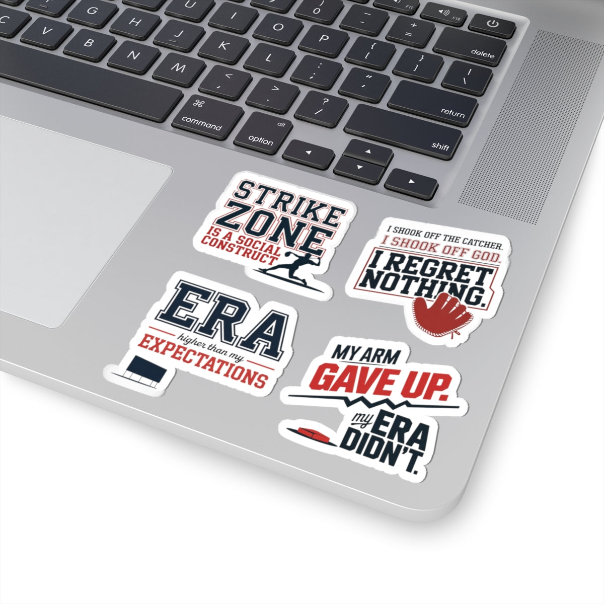 Baseball Pitcher Sticker Pack – 4 PCS Funny Mound Humor Decal Set for Pitchers Travel Ball Players