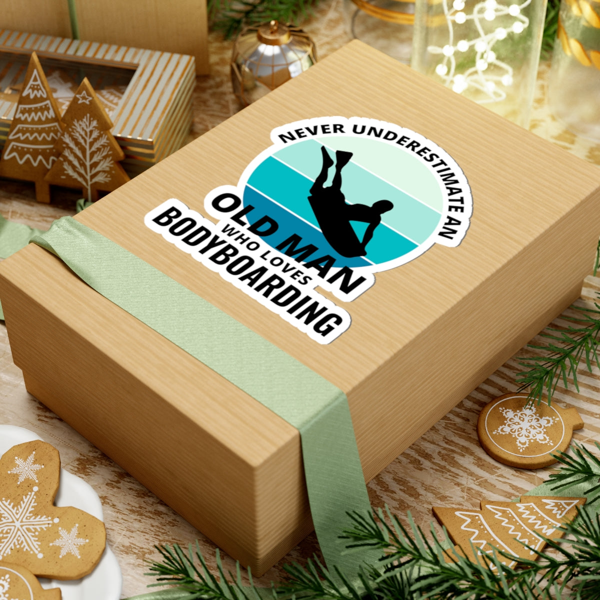 Bodyboarding Old Man Sticker - Surf Passion Vinyl Decal for Wave Riders & Ageless Adventurers