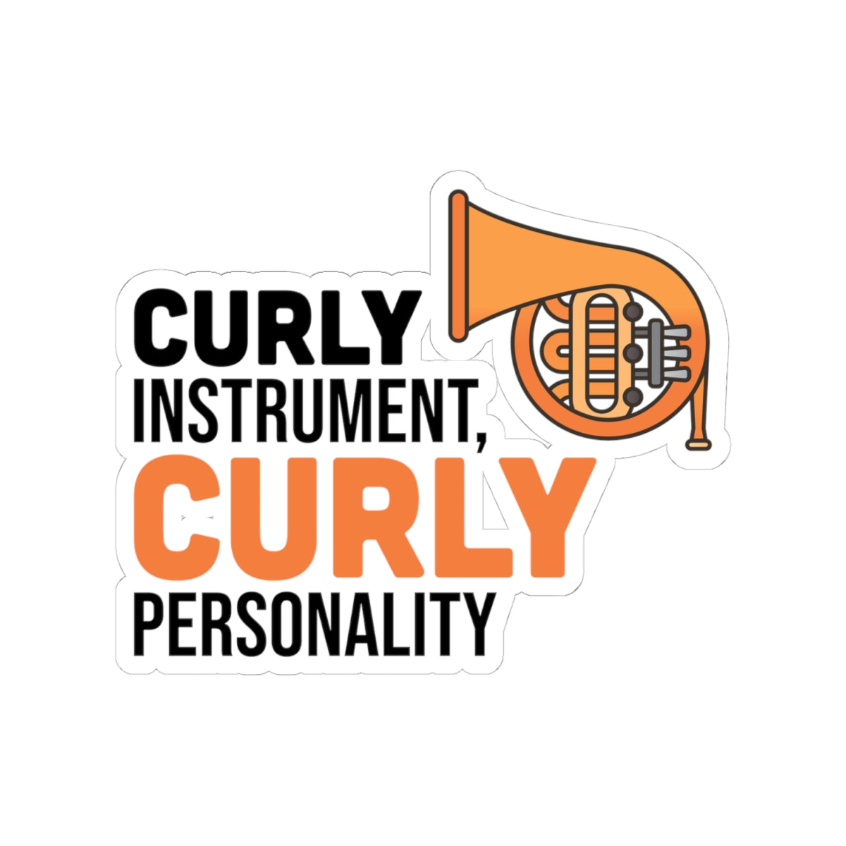 French Horn Personality Sticker - Curly Instrument Vinyl Decal for Musicians
