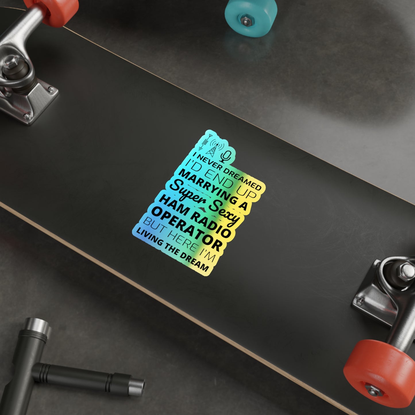 Amateur Ham Radio Operator Stickers Holographic Vinyl Decal - Morse Code & QSO for Radio Romance