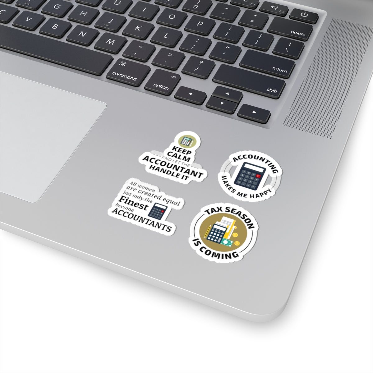 Accountant Sticker Pack – 4 PCS Funny Women Calculator Decal Set for Accountants CPAs and Finance Pros