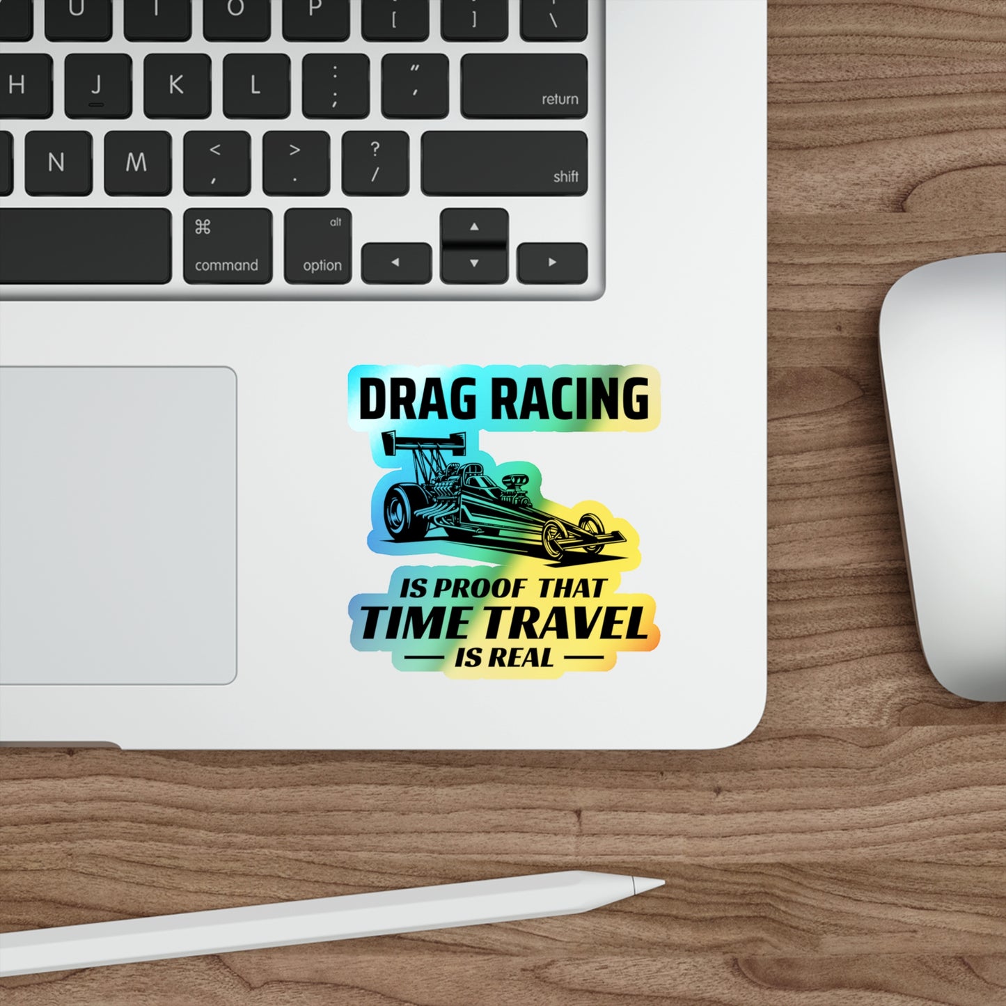 Dragster Drag Racing Holographic Stickers Vinyl – Blazing Speed Decal for Time-Slip Warriors