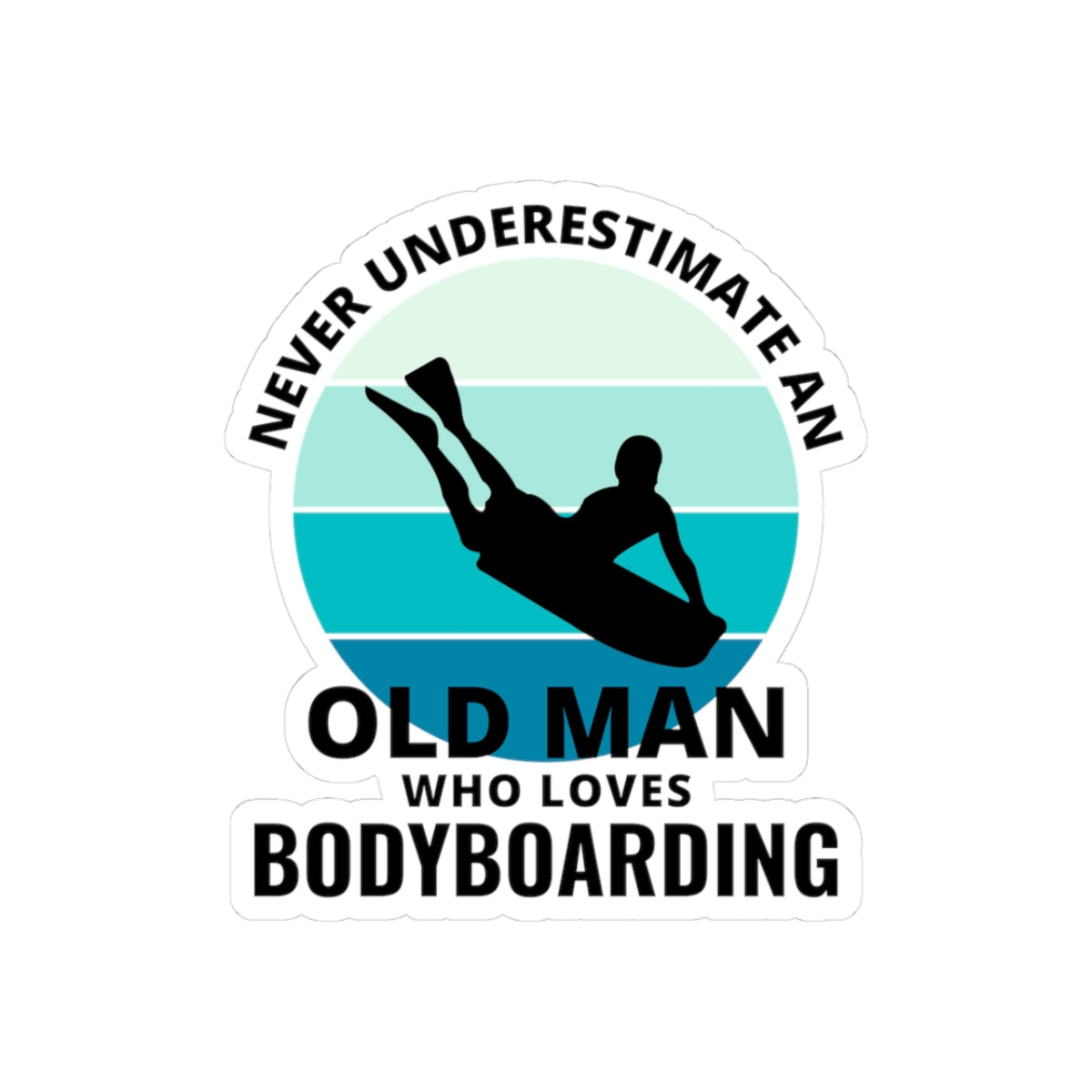 Bodyboarding Old Man Sticker - Surf Passion Vinyl Decal for Wave Riders & Ageless Adventurers