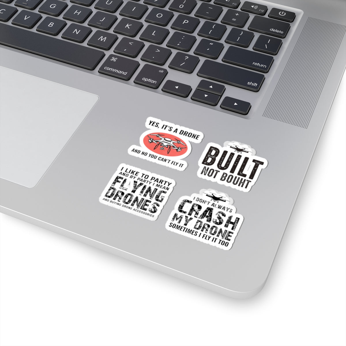 Drone Builder Sticker Pack – 4 PCS Funny Built Not Bought Humor Decals for FPV Pilots RC Hobbyists
