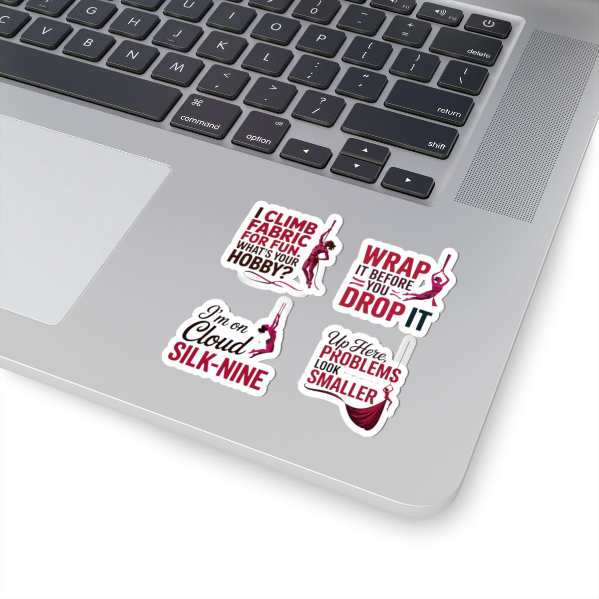 Aerial Silk Sticker Pack – 4 PCS Funny & Inspirational Quote Decal Set for Aerialists & Circus Performers