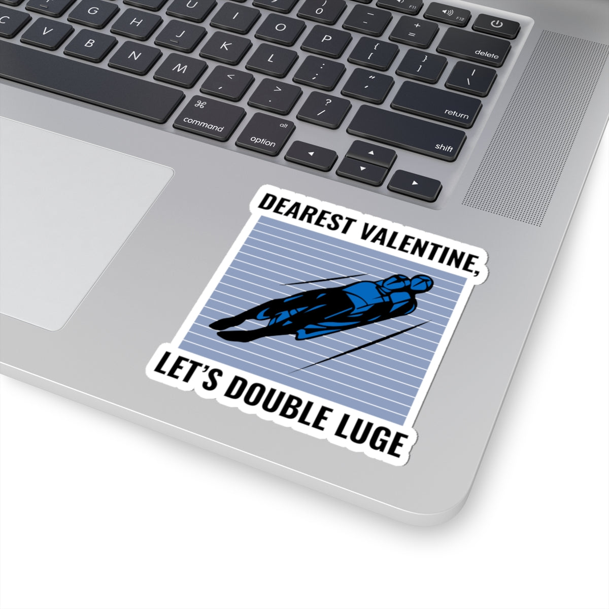 Double Luge Valentine Sticker - Winter Sports Romance Vinyl Decal for Lugers & Adventure Couples