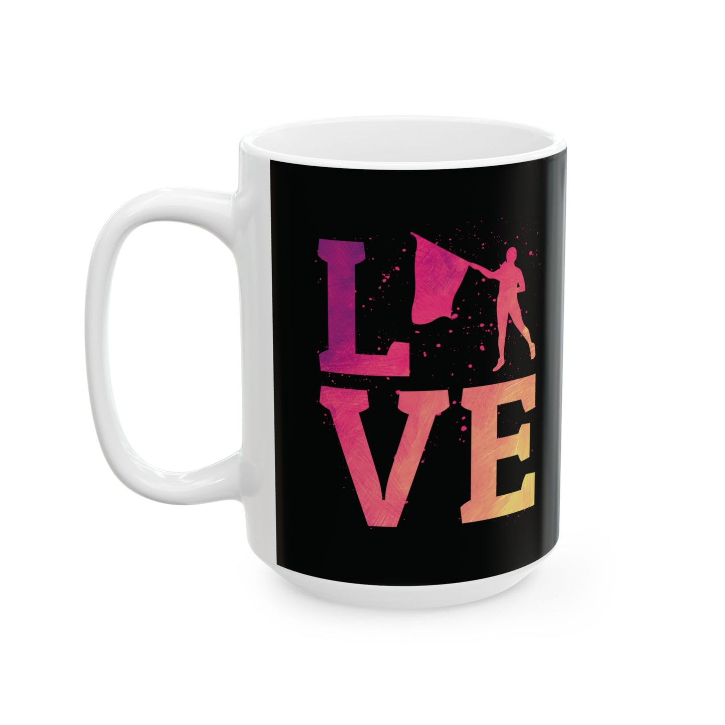 Color Guard Mug, LOVE Design with Flag Silhouette for Performers