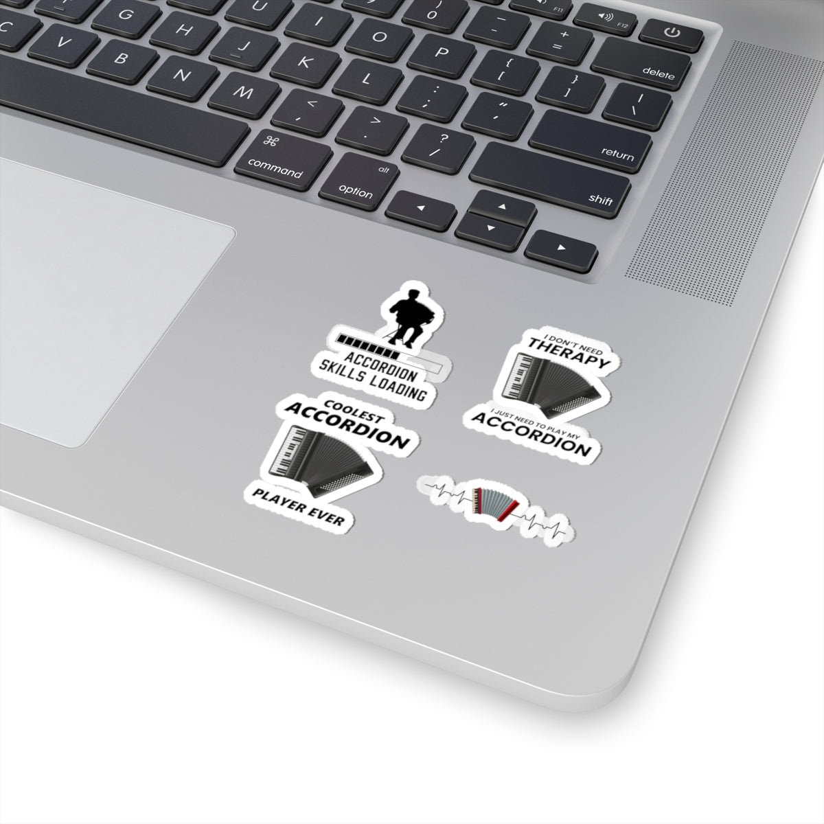 Accordion Sticker Pack – 4 PCS Funny Skills Loading Therapy Decal Set for Accordion Players Musicians Fans