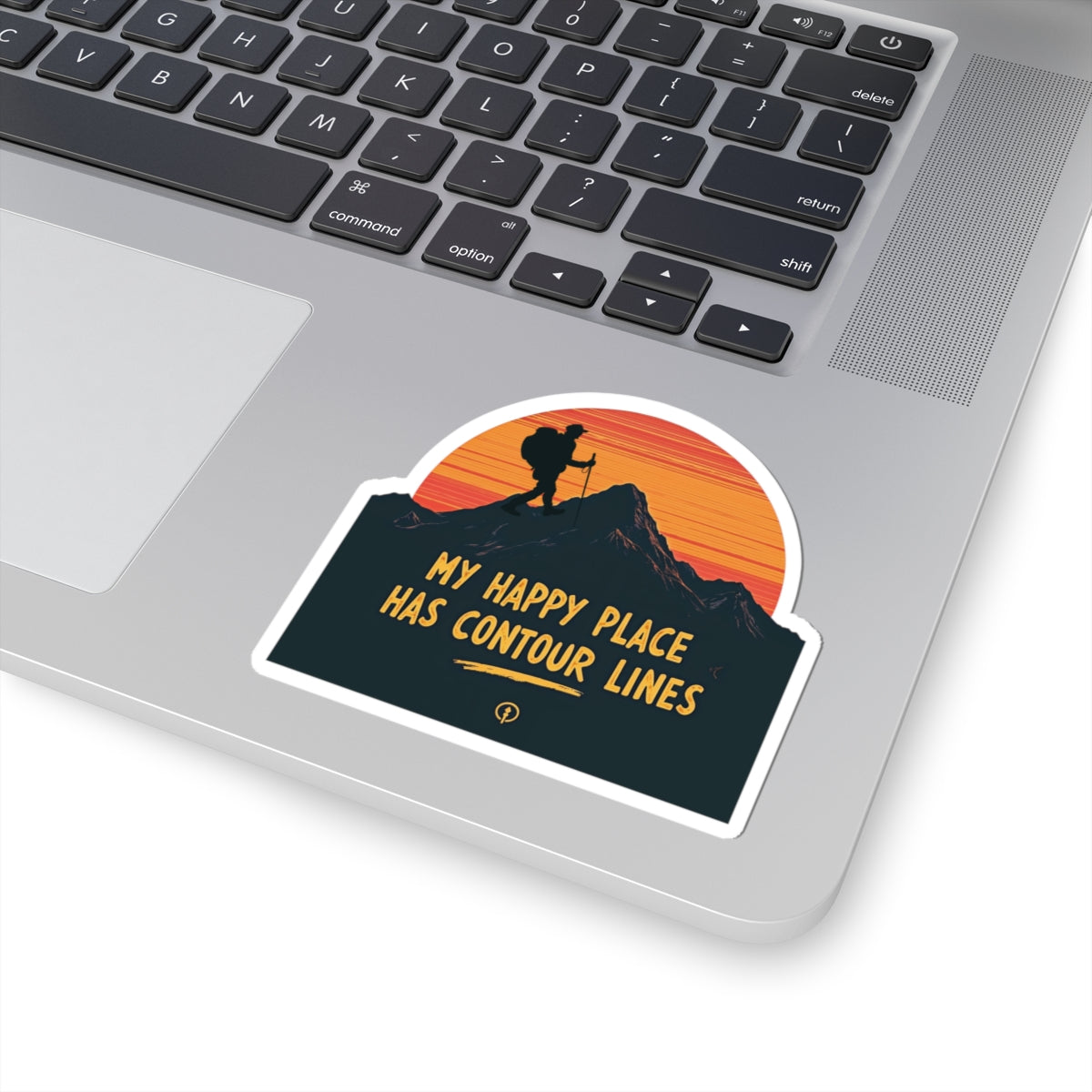Mountain Happy Place Sticker - Elevation Lines Decal for Outdoor Enthusiasts