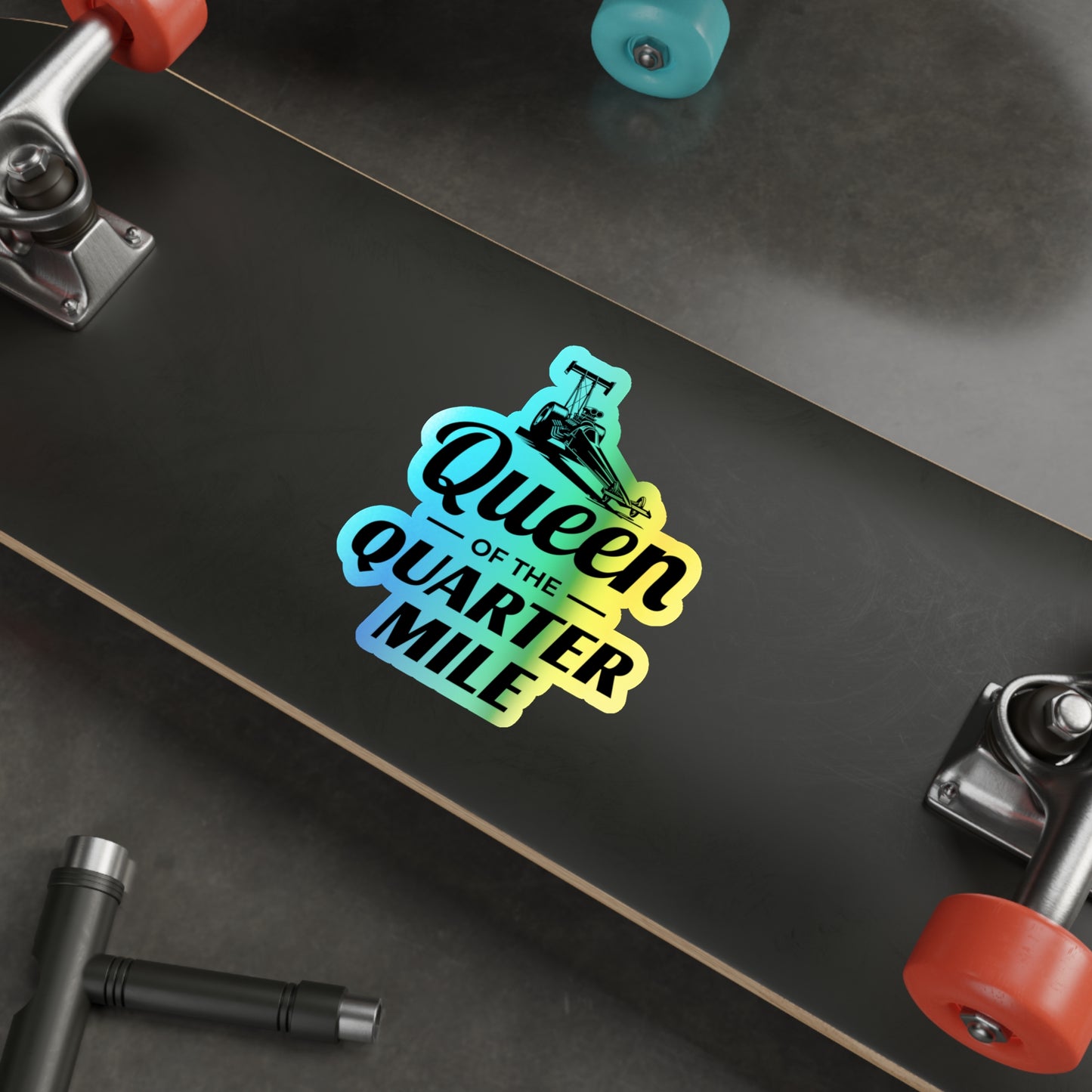 Female Dragster Drag Racing Girl Holographic Stickers Vinyl - Quarter Mile Queen Decal for Speed Enthusiasts