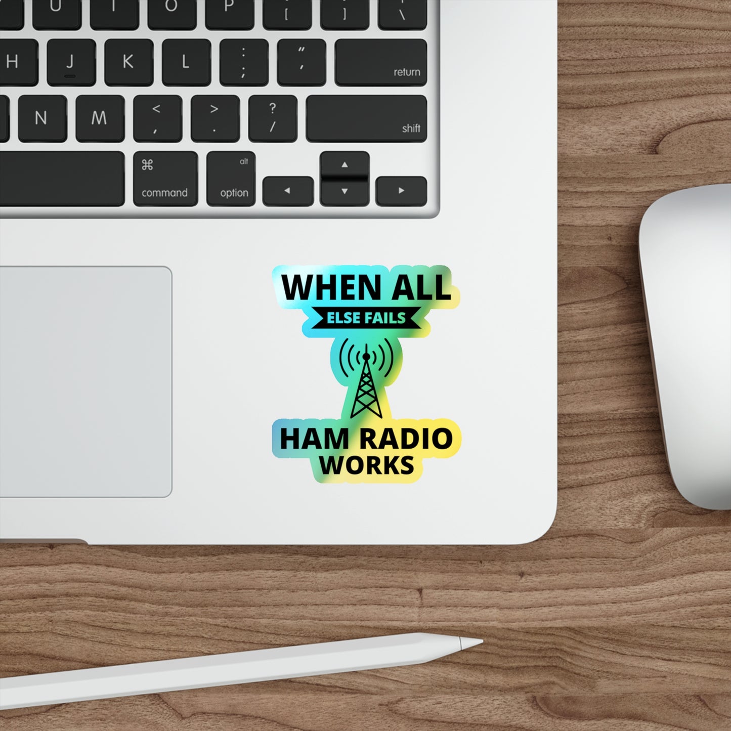 Amateur Ham Radio Operator Stickers Holographic Vinyl Decal - Reliable Comms & Morse Code