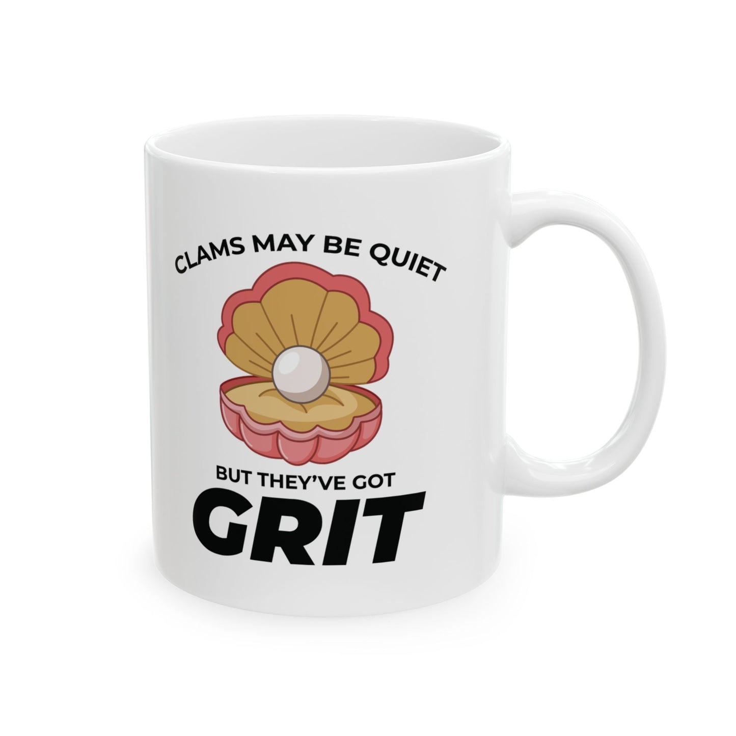 Clam Grit Mug, Quiet Strength, Motivational Ocean Gift