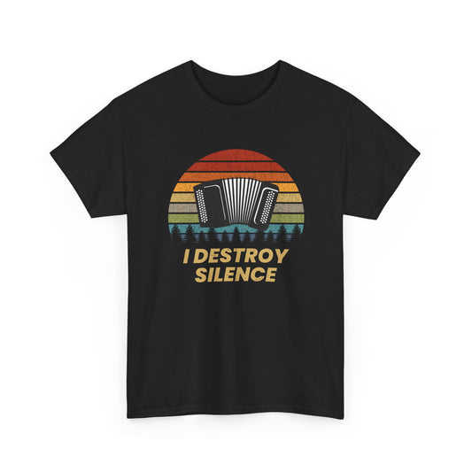 Accordion T-Shirt – Funny Retro I Destroy Silence Graphic Design for Accordionists Musicians