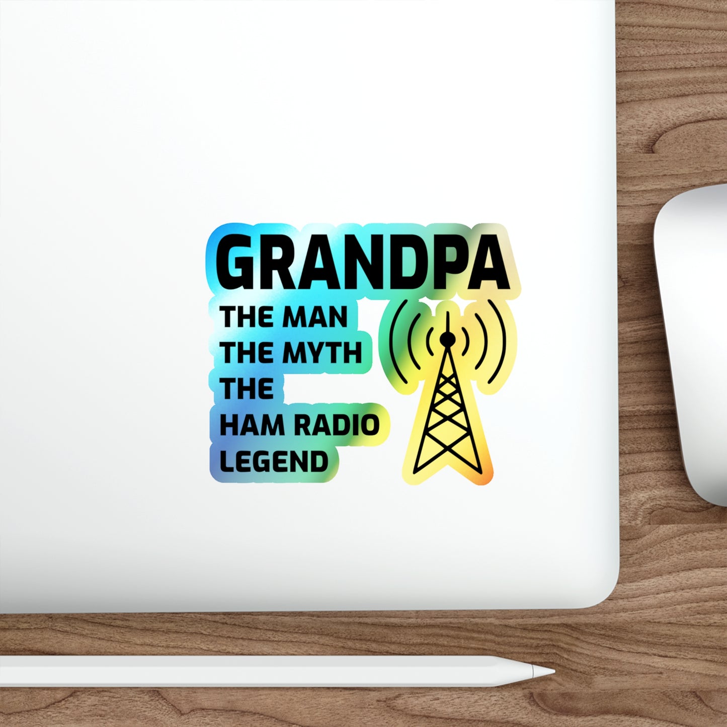 Amateur Ham Radio Operator Stickers Holographic Vinyl Decal - Morse Code & Shortwave for Radio Grandpas