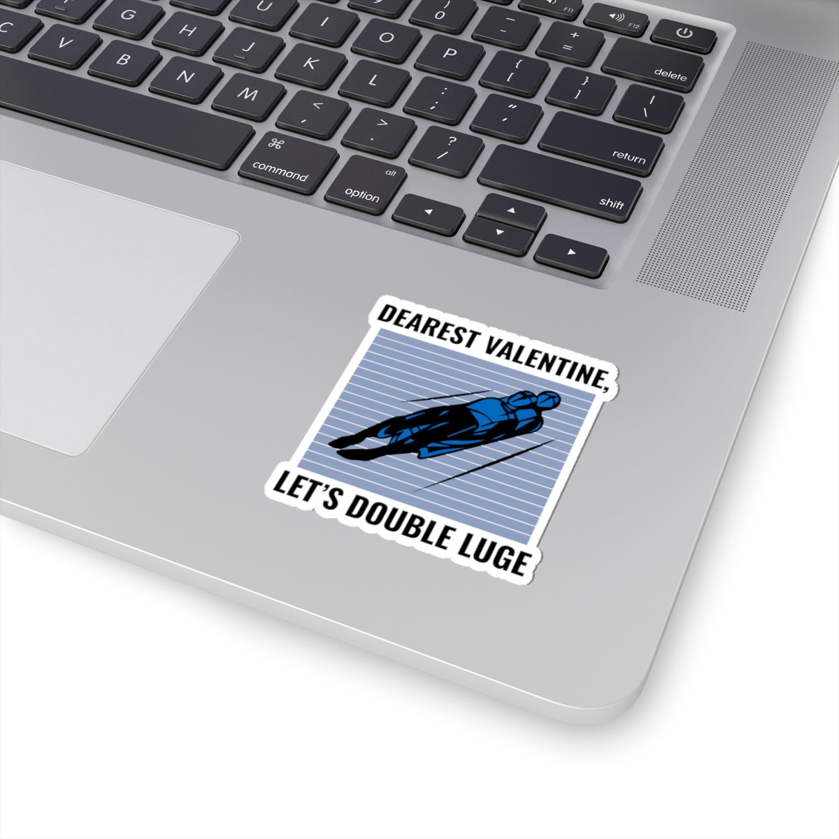 Double Luge Valentine Sticker - Winter Sports Romance Vinyl Decal for Lugers & Adventure Couples