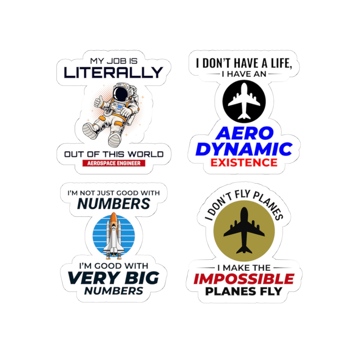 Aerospace Engineer Sticker Pack – 4 PCS Funny Out Of This World Aerodynamic Decal Set for Engineers STEM Fans