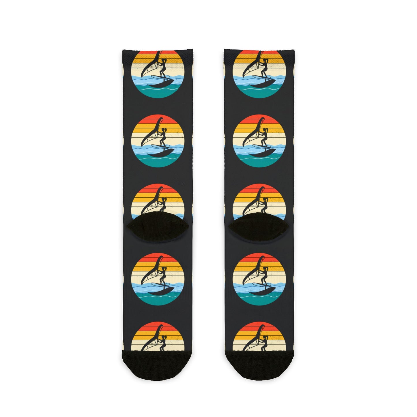 Wing Foiling Socks - Retro Vintage Sunset Style Gift for Water Sports Fans