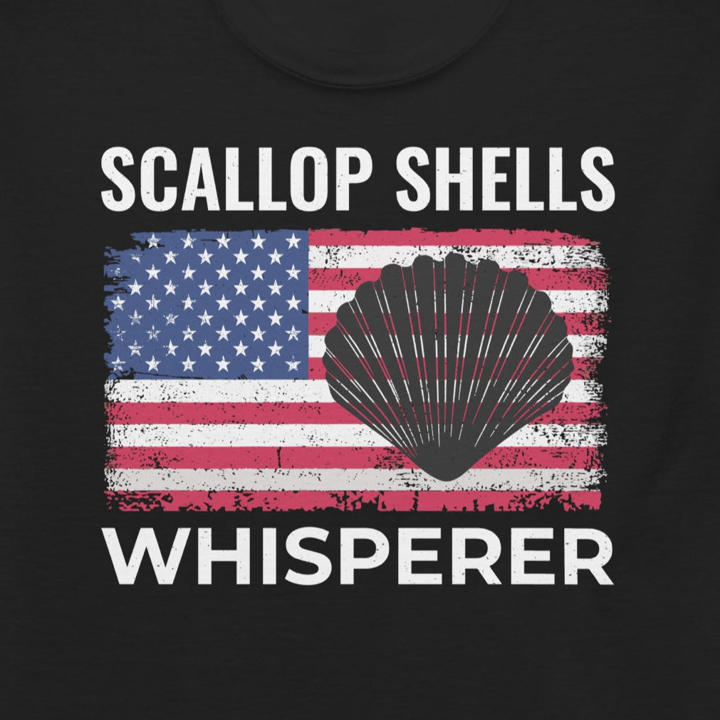 American Flag Seashell Collector T-Shirt – Scallop Shell Whisperer ...