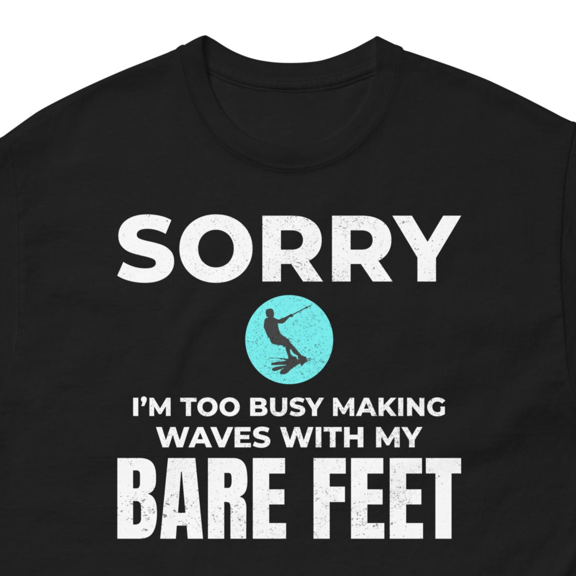 Barefoot waterskiing T-Shirt with "Making Waves" design
