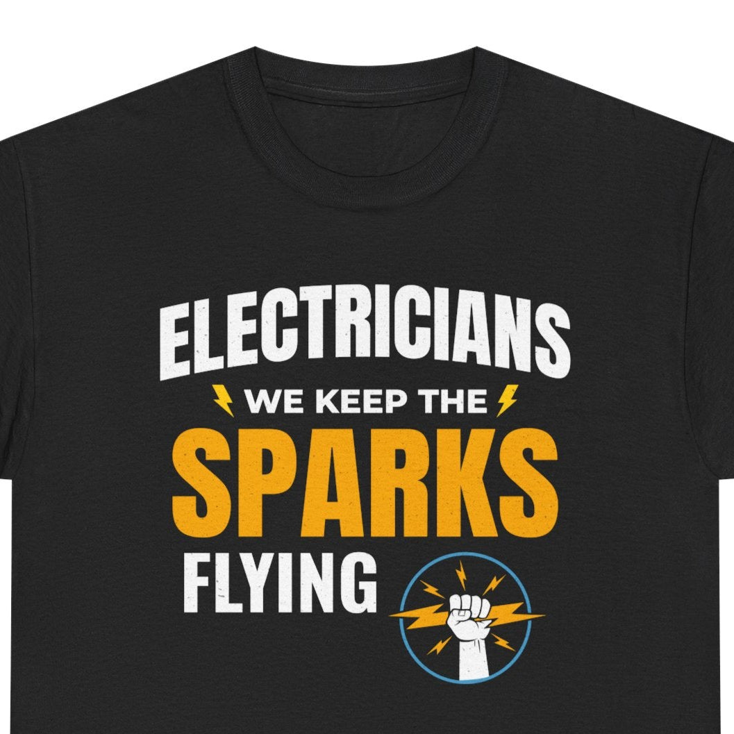 Electrician T-Shirt with sparks and lightning fist design

