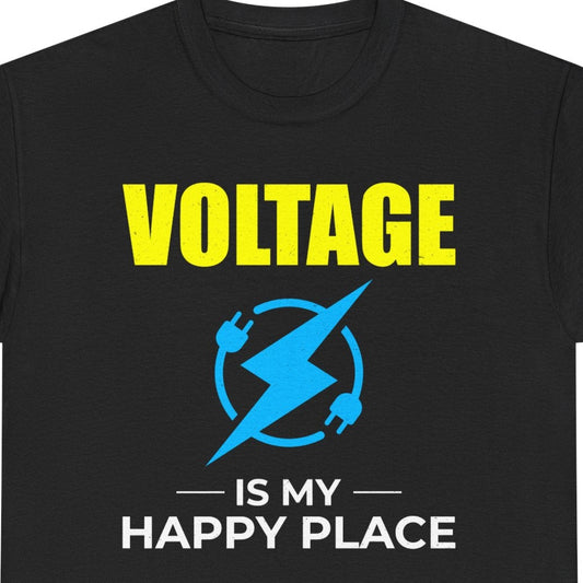 Funny electrician t-shirt with voltage and electricity theme