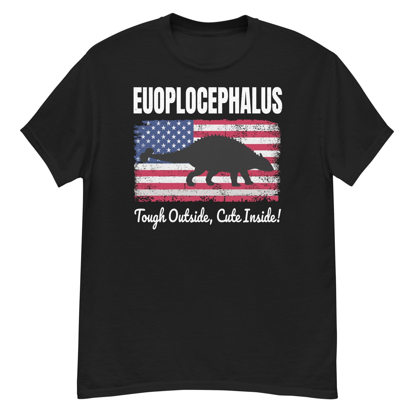 Euoplocephalus American Flag Dinosaur T-Shirt: Tough Outside, Cute Inside!