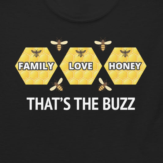 Honeybee lover T-shirt with 'Family, Love, and Honey' design