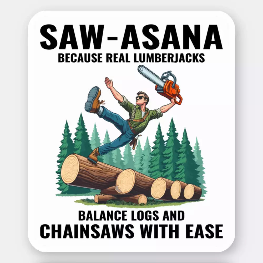 Lumberjack Woodworker Woodcutter Yoga Pose Stickers