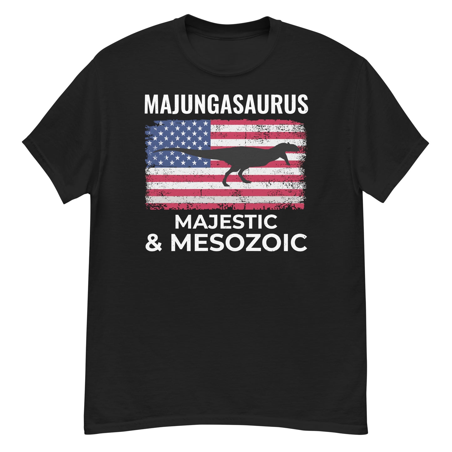 American Flag Majungasaurus Dinosaur T-Shirt: Majestic and Mesozoic