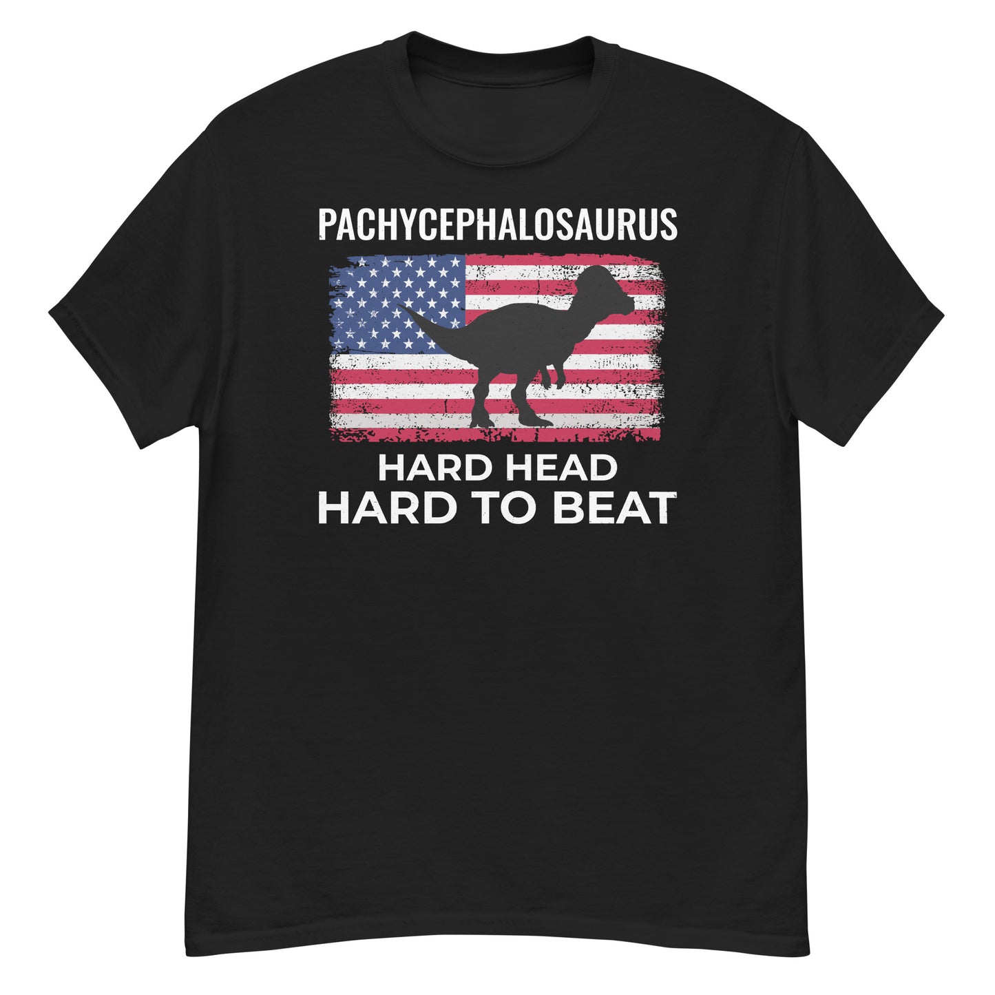 Pachycephalosaurus American Flag Dinosaur T-Shirt: Hard Head, Hard to Beat