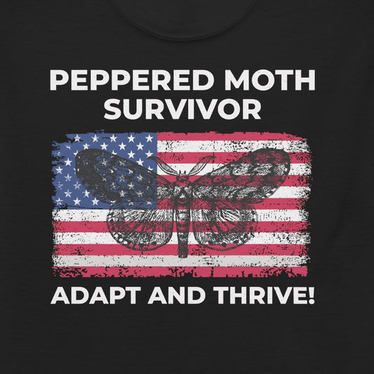 T-shirt with 'Peppered Moth Survivor: Adapt and Thrive' 