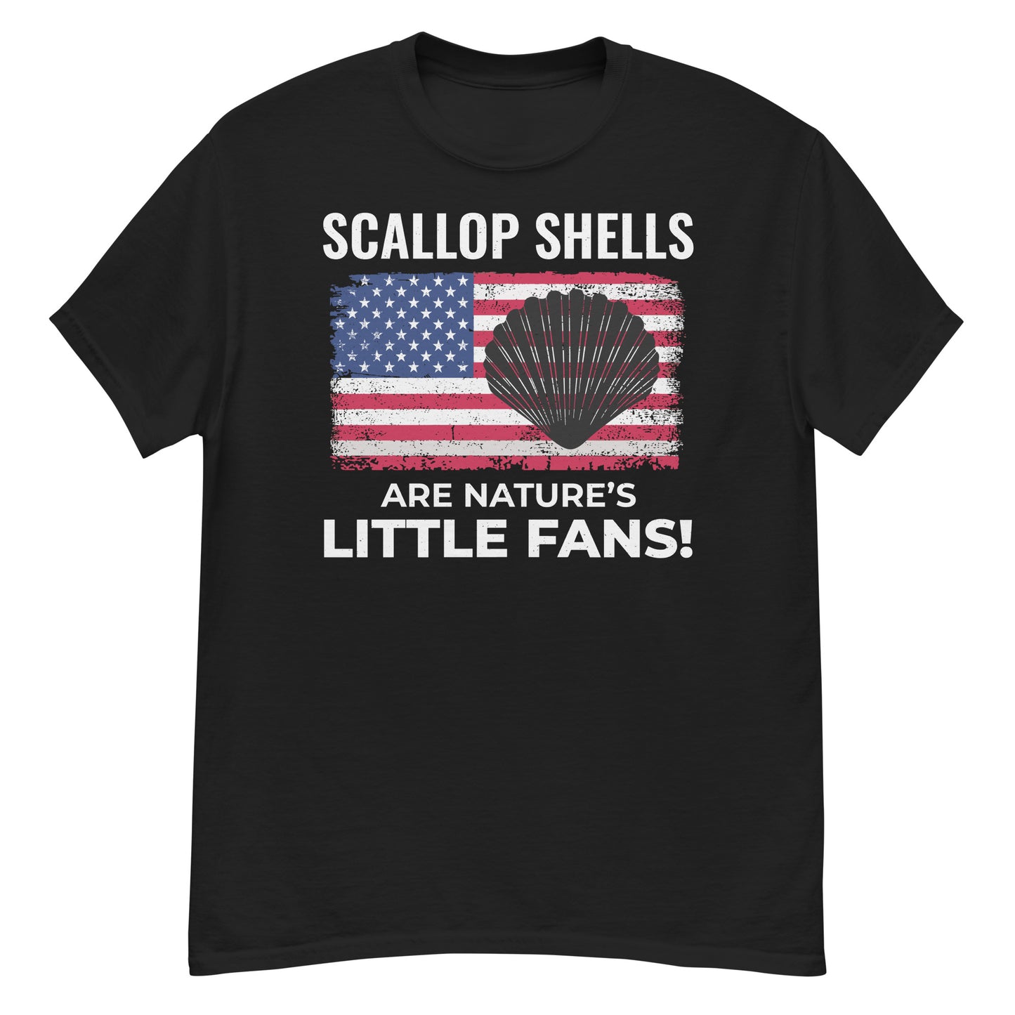 American Flag Seashell Collector T-Shirt: Scallop Shells – Nature's Little Fans!
