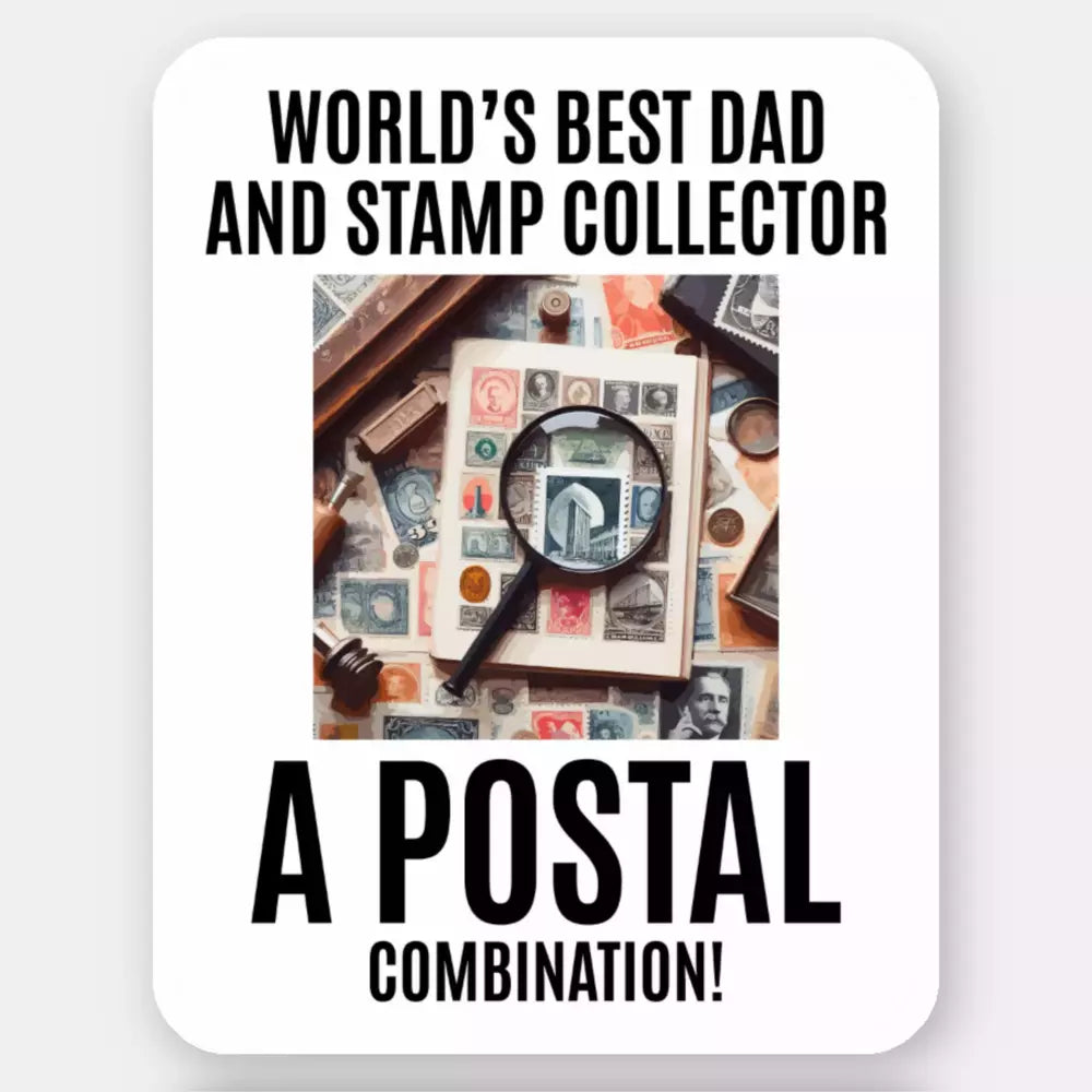 Vintage Postage Stamp Collector Dad Philatelist Sticker 