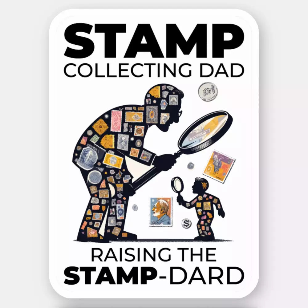 Vintage Postage Stamp Collector Dad Philatelist Sticker 
