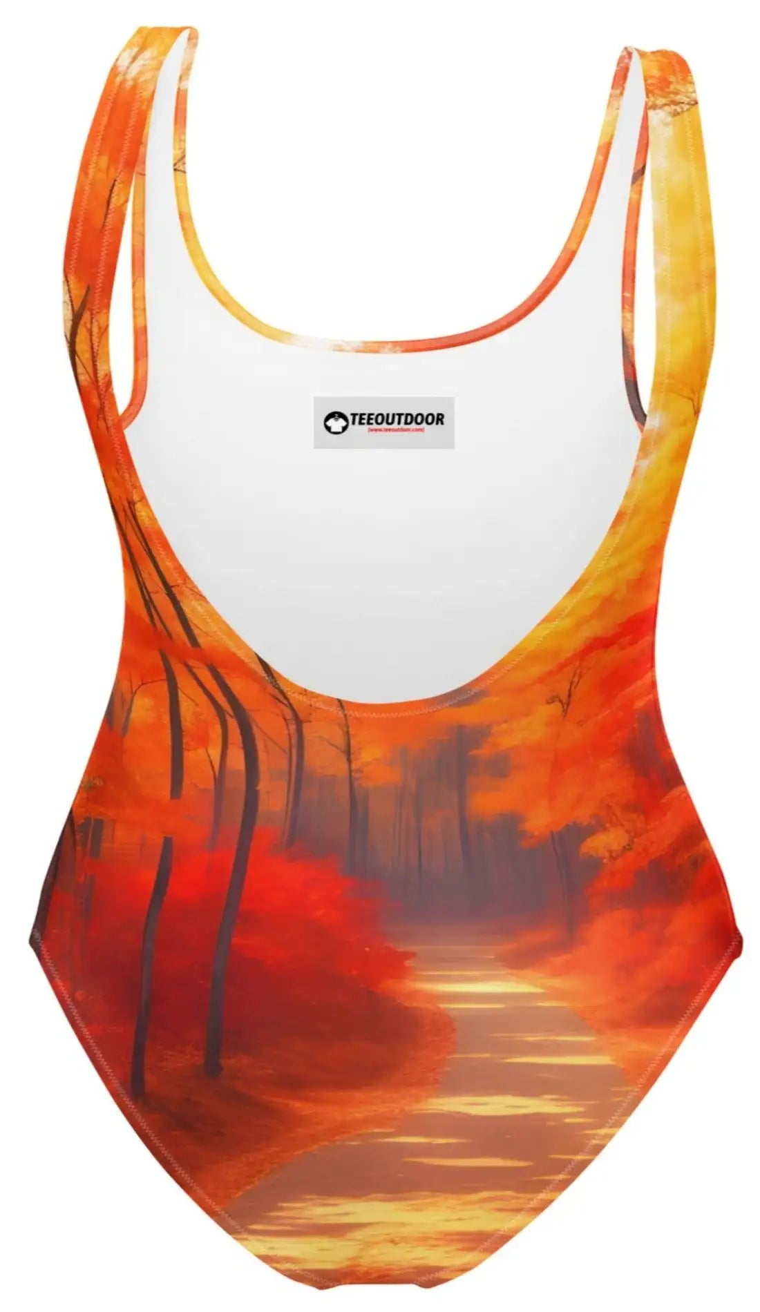 Enchanting Autumn, Nature's Palette, Fiery Leaves, One-Piece Swimsuit