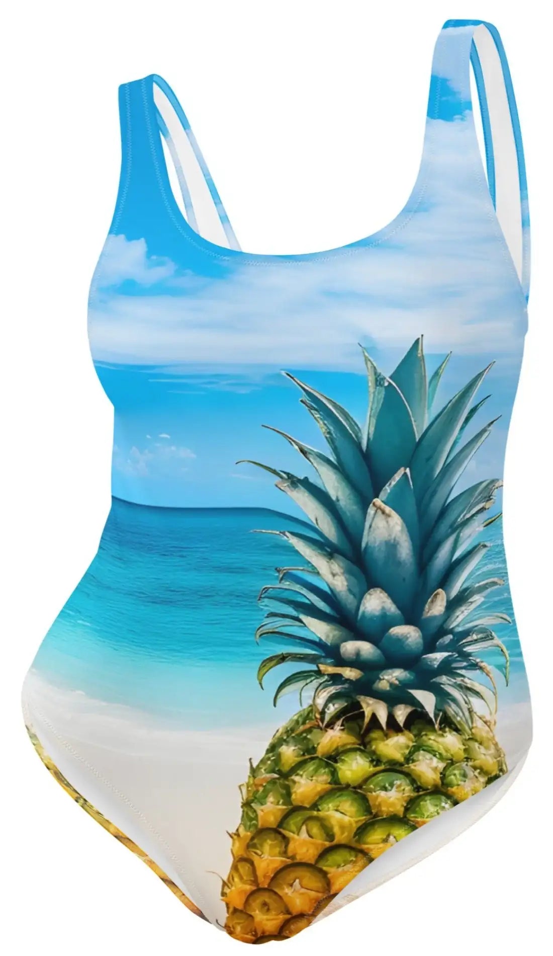 Tropical Serenity: Golden Pineapple One-Piece Swimsuit