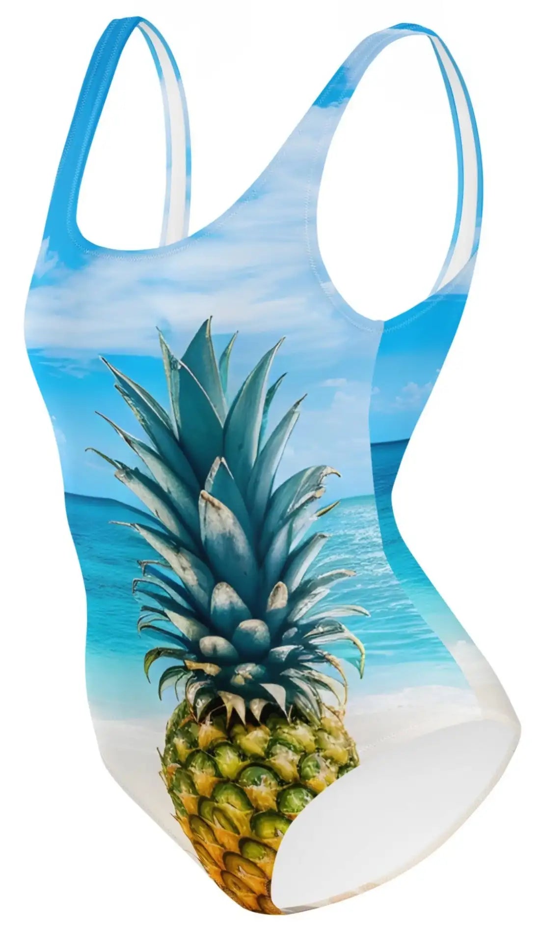 Tropical Serenity: Golden Pineapple One-Piece Swimsuit